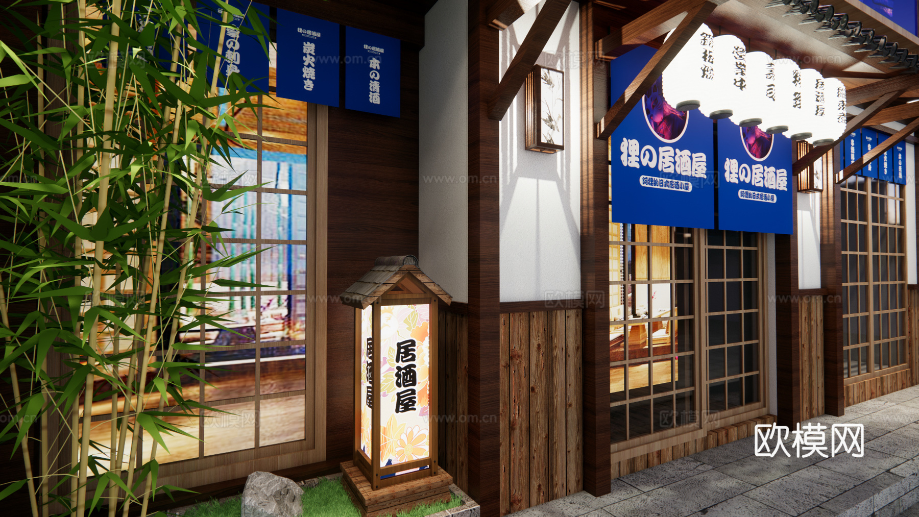 日式料理店门头su模型下载