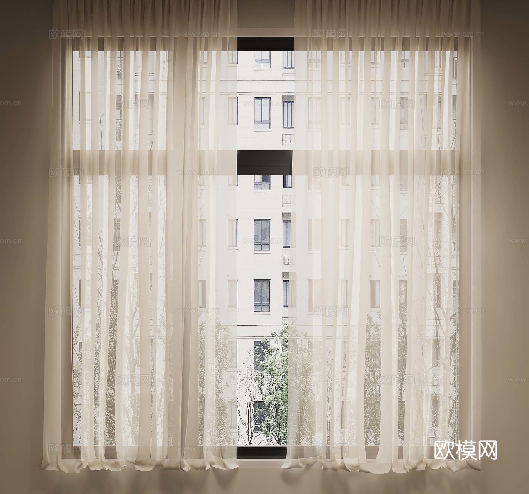21窗帘 纱帘su模型