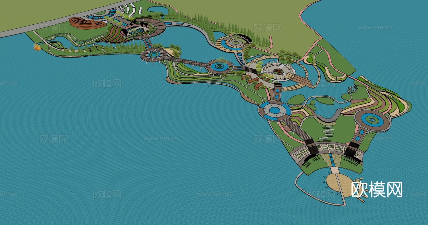 现代公园景观su模型下载