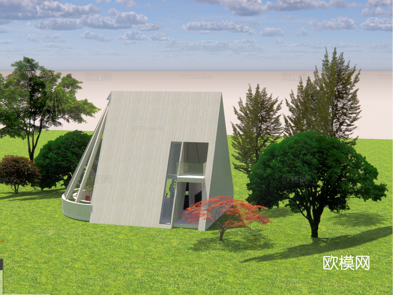 现代度假屋建筑外观su模型下载