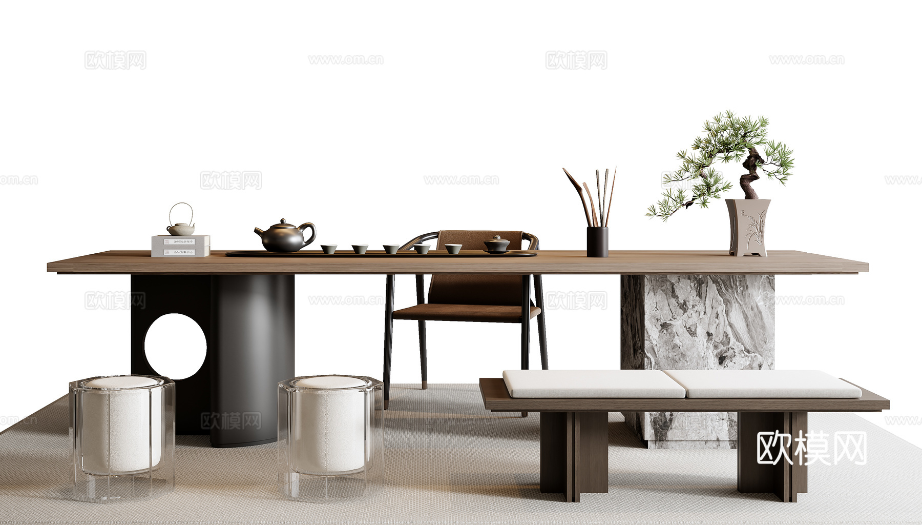 现代茶桌椅组合3d模型