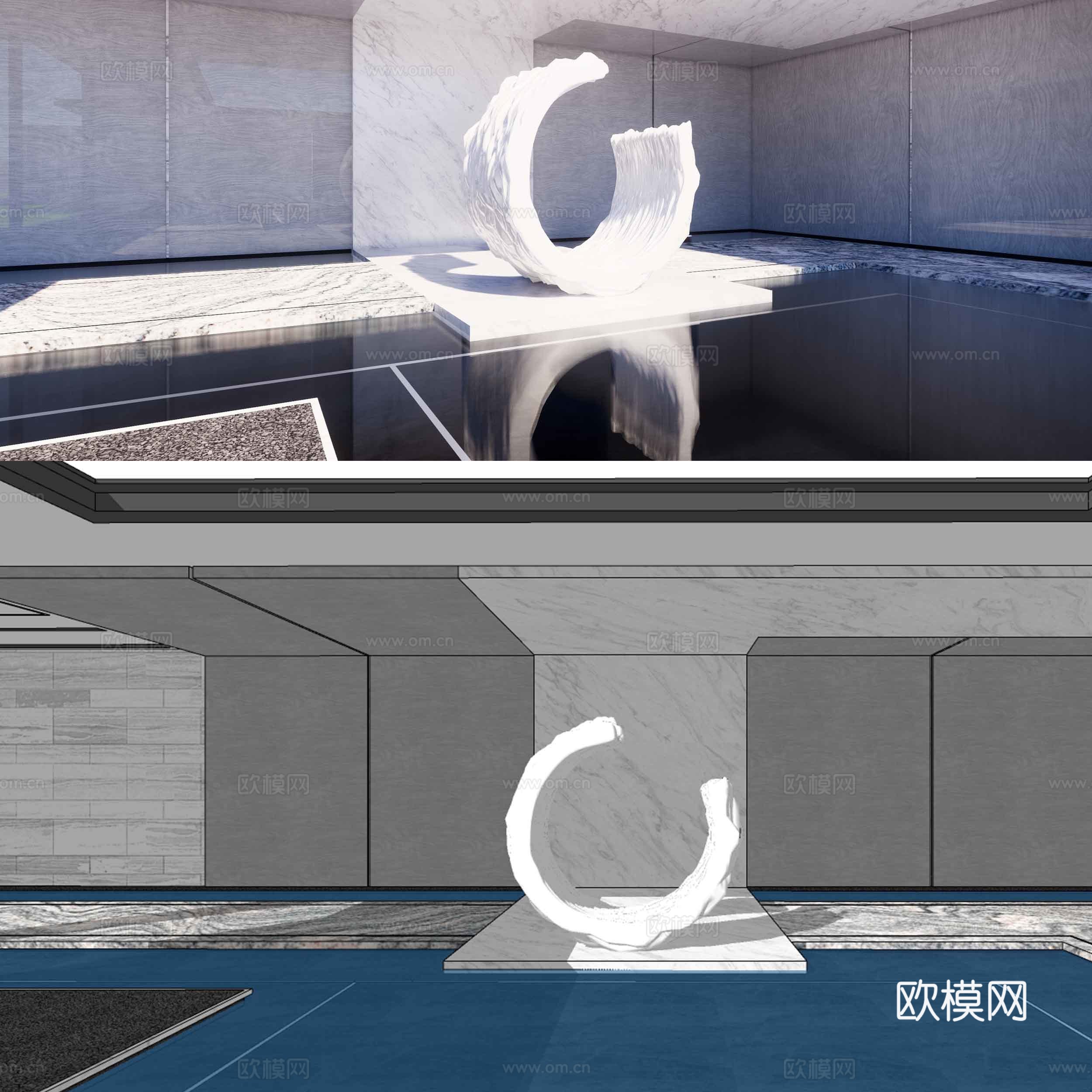 现代创意雕塑小品su模型下载