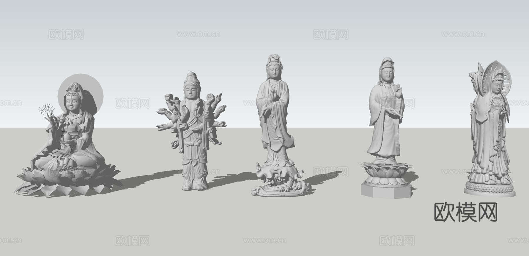 新中式佛像观音像su模型下载