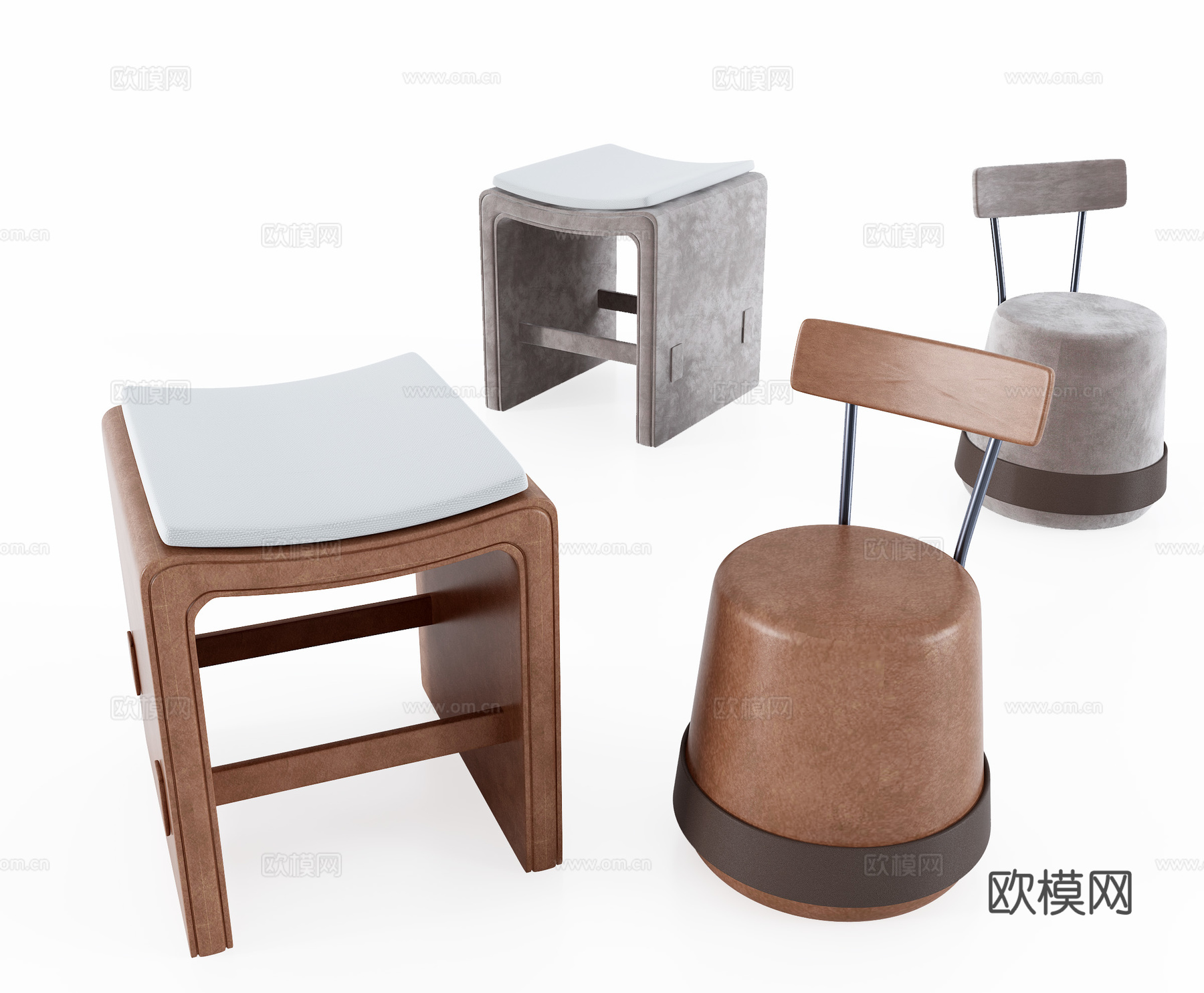 现代凳子圆凳su模型下载