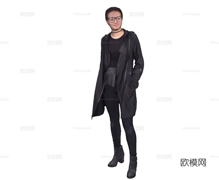 现代女人人物su模型下载