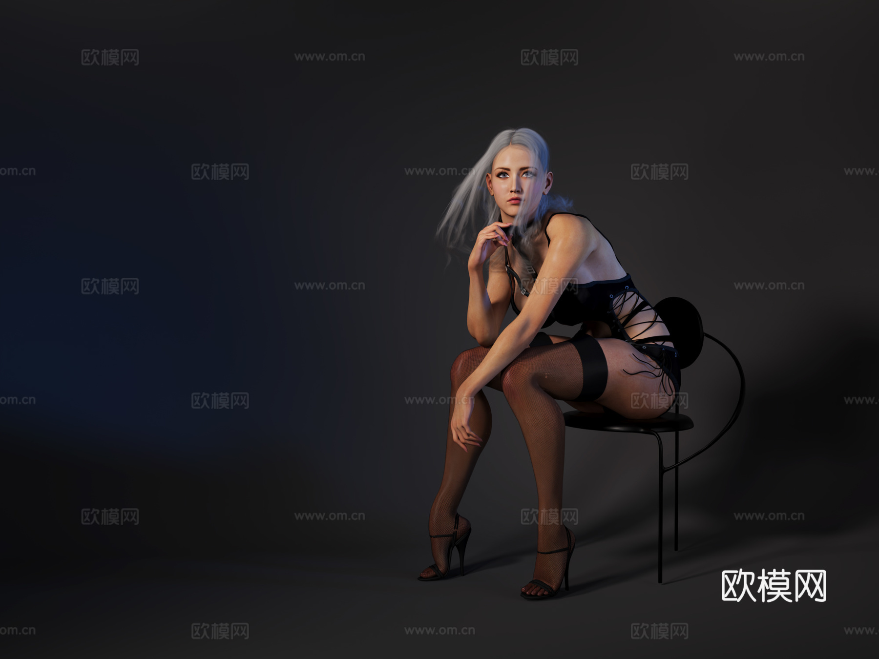 现代模特女人拍照3d模型