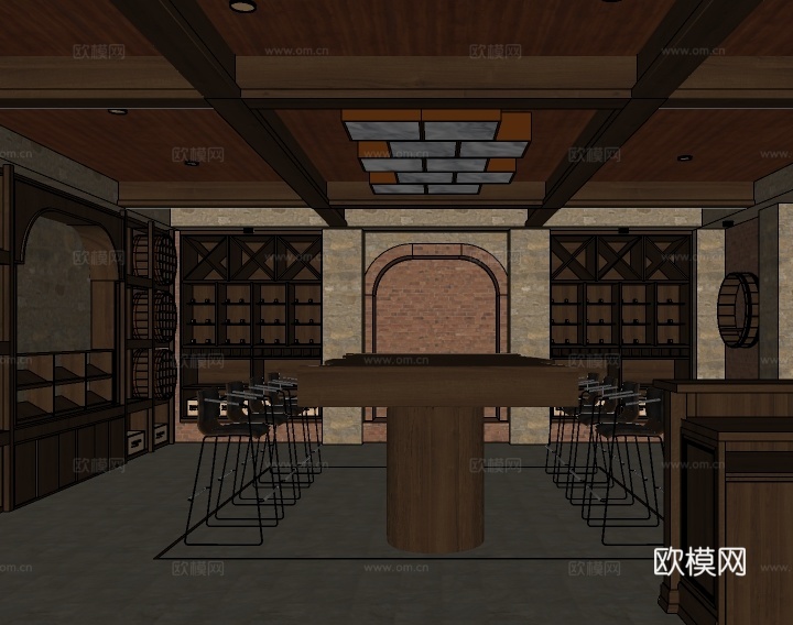 美式储酒室酒窖su模型下载