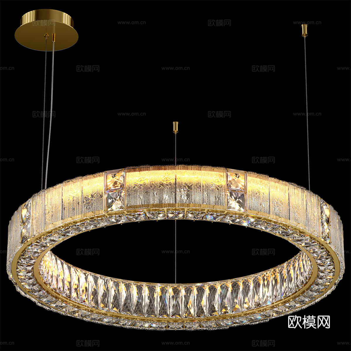 现代轻奢圆形水晶吊灯3d模型