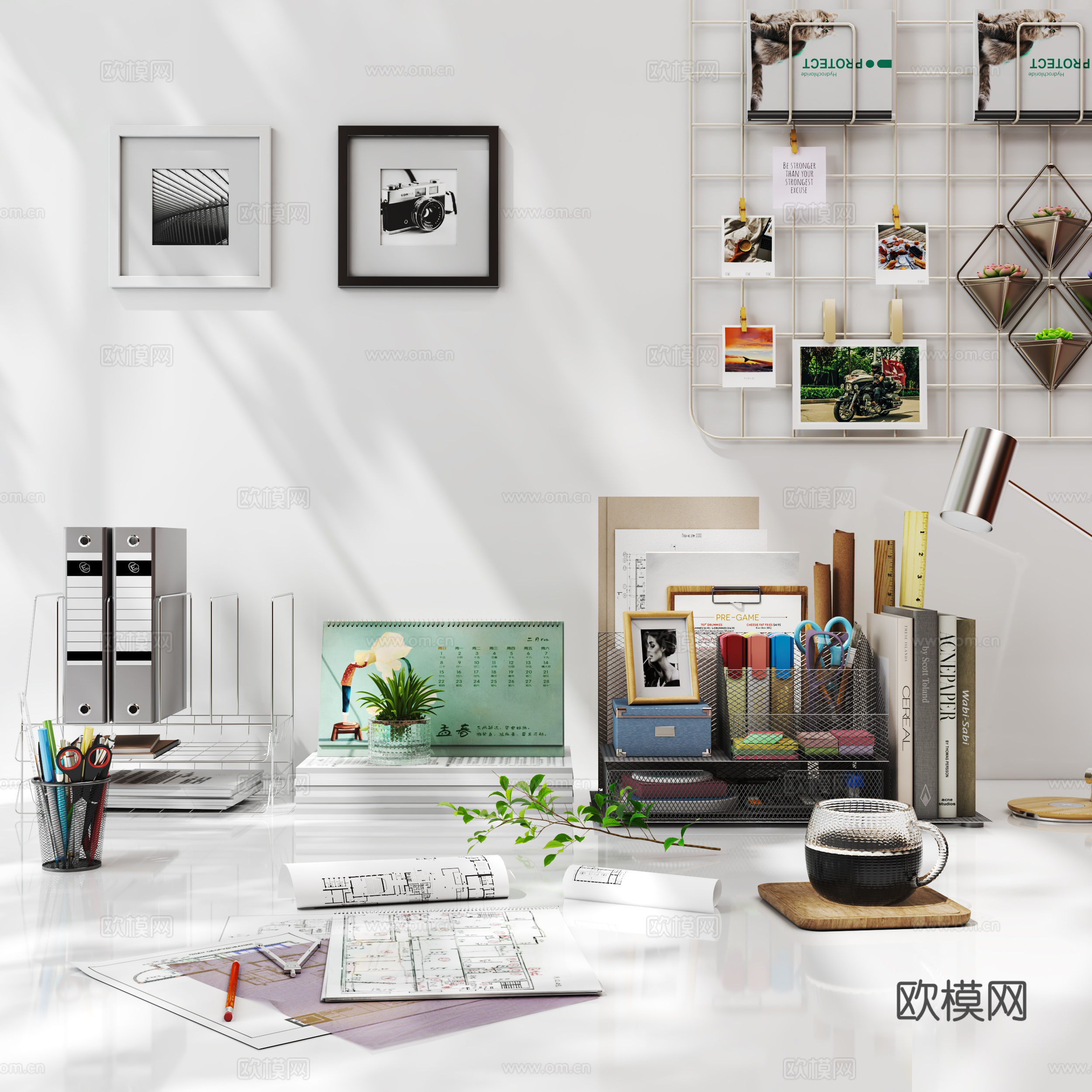 现代文件夹办公用品su模型下载