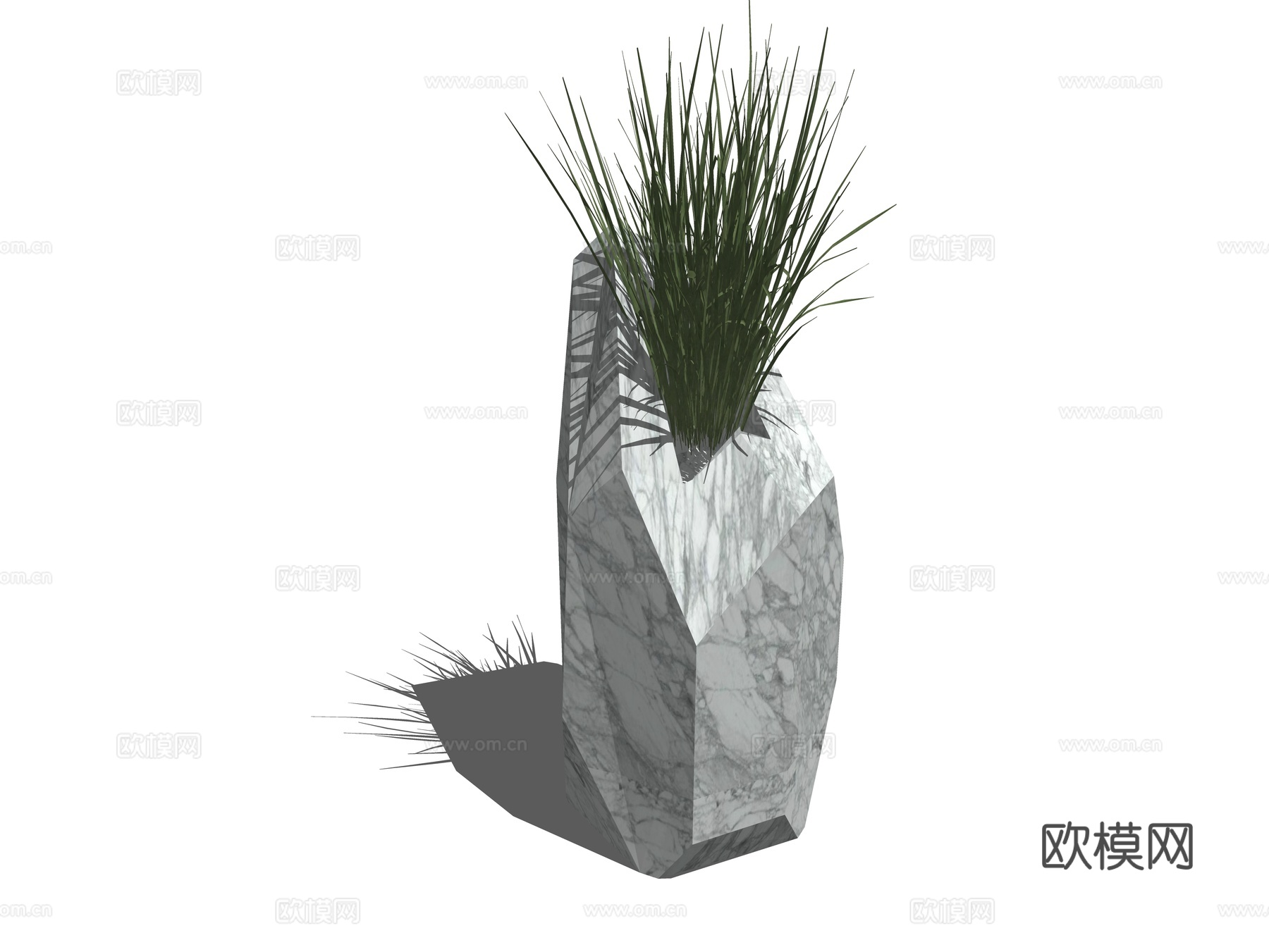 现代花草盆栽su模型下载