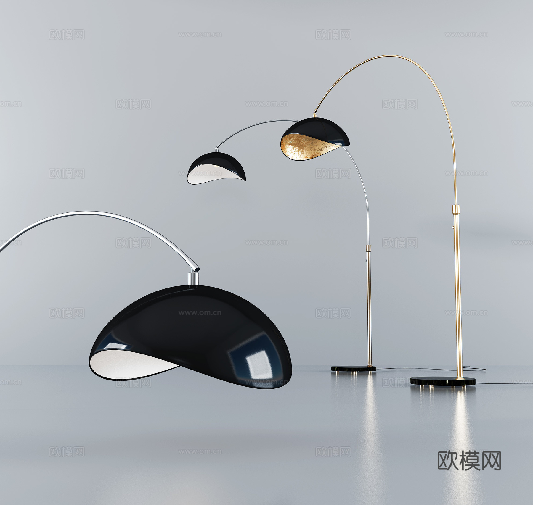 现代金属落地灯su模型下载