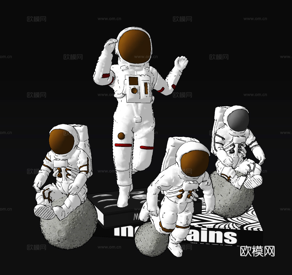 现代太空宇航员饰品摆件su模型下载