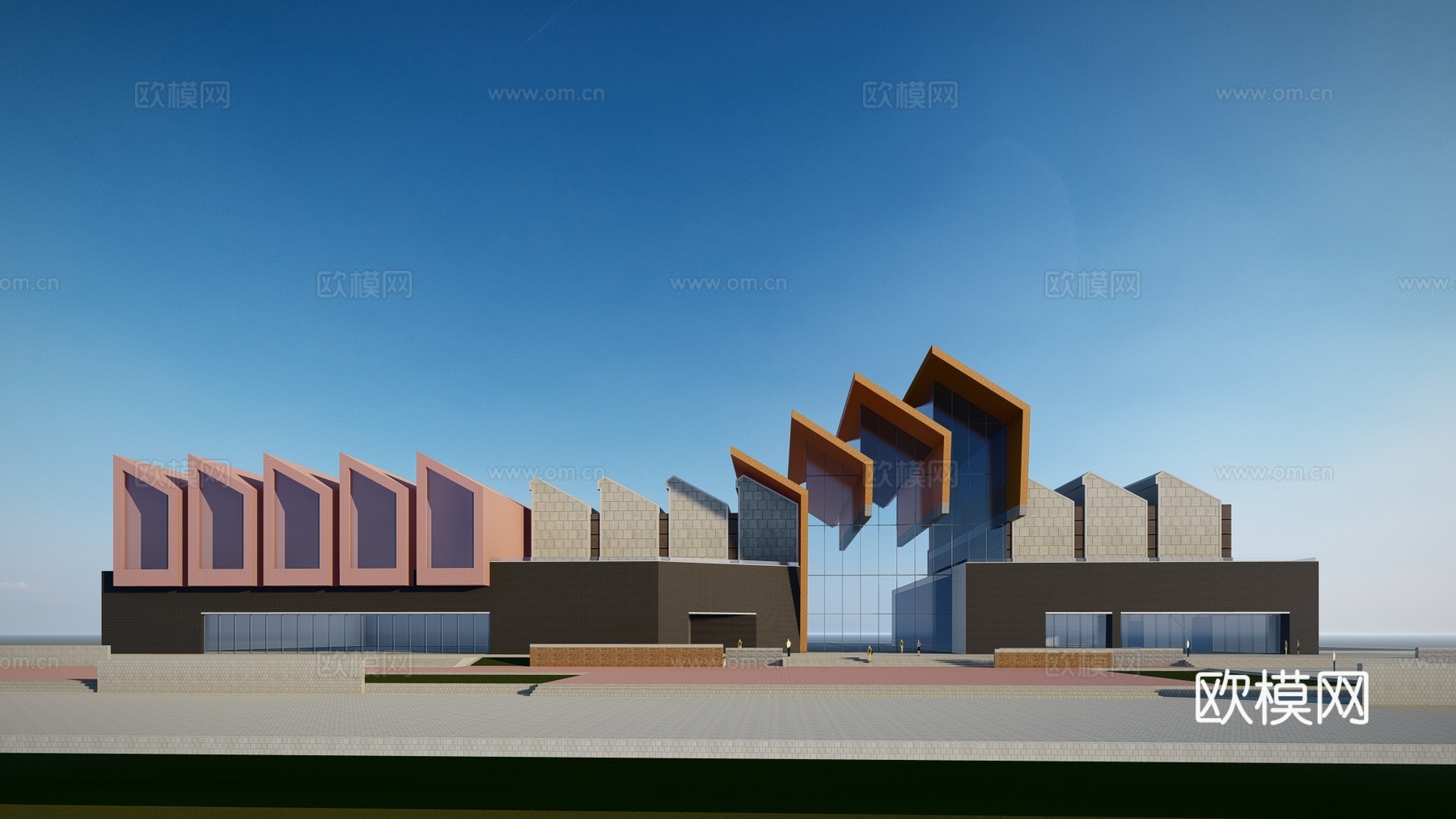 现代博物馆建筑外观su模型下载
