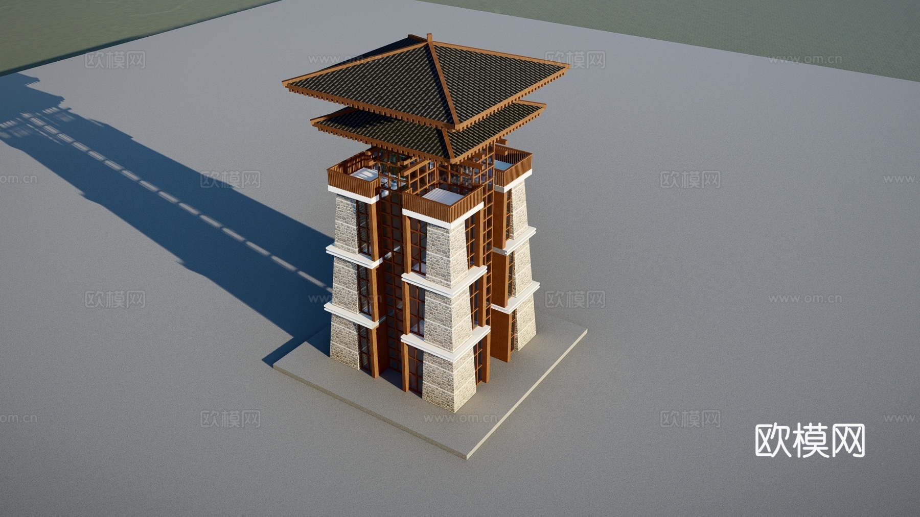 中式古建景观塔塔楼su模型下载
