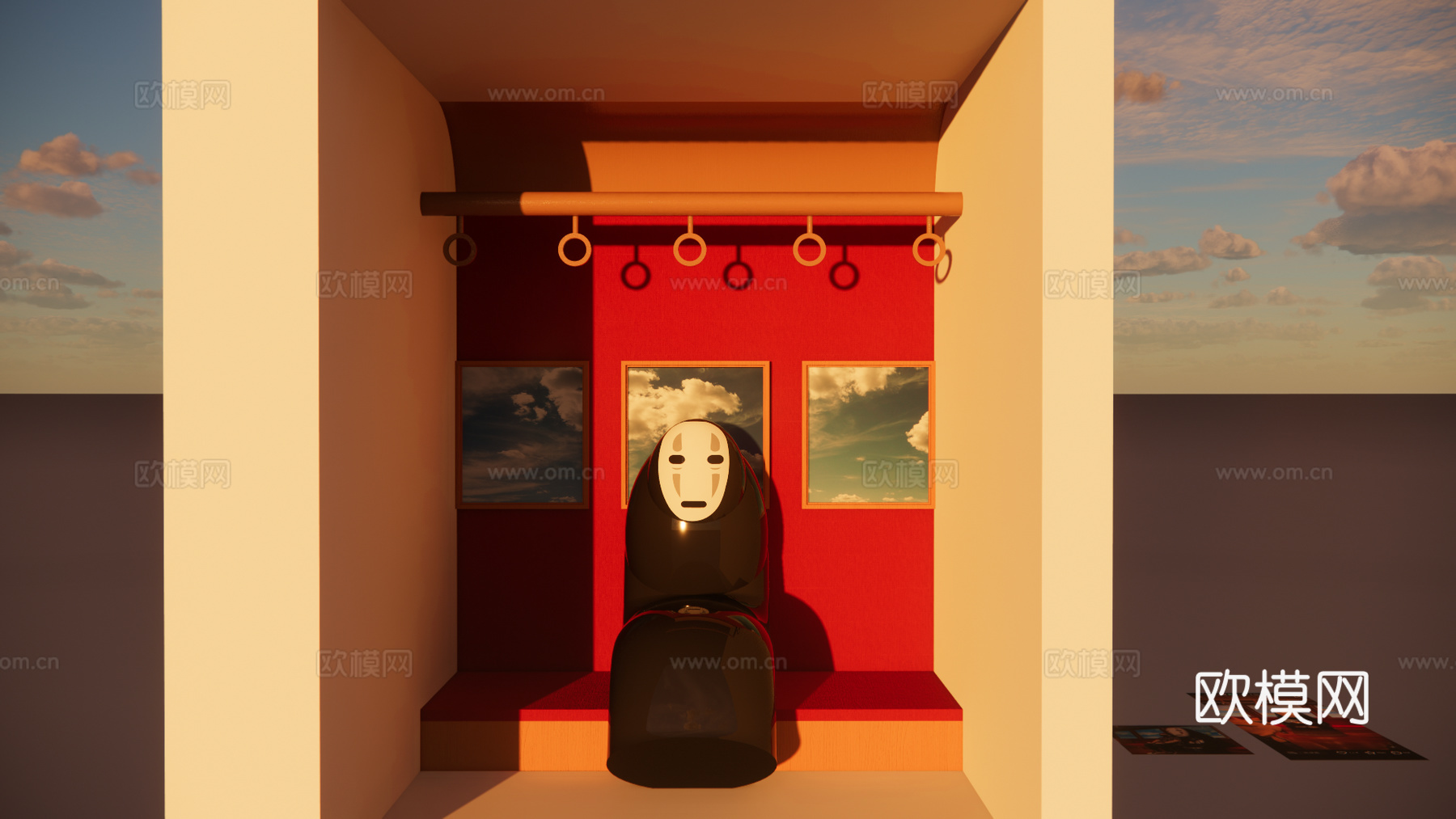 现代无脸男雕塑su模型下载