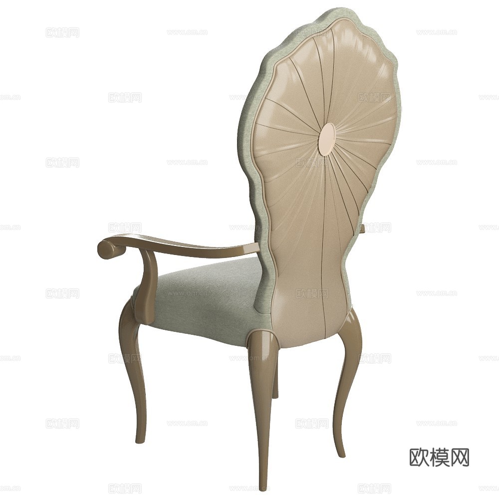 Modenese 欧式单椅 复古单椅 布艺餐椅 扶手椅 书椅su模型