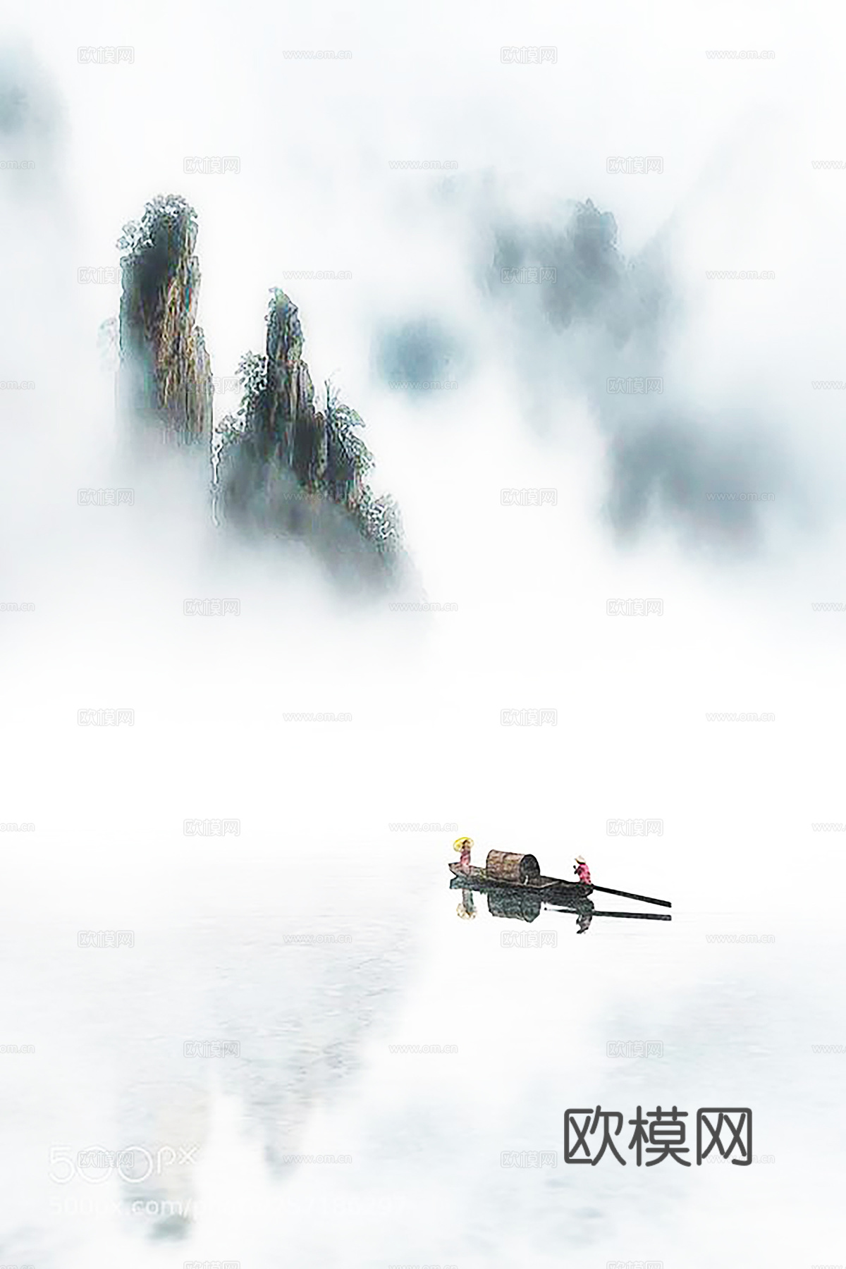 中古风挂画 装饰画 抽象画 山水挂画