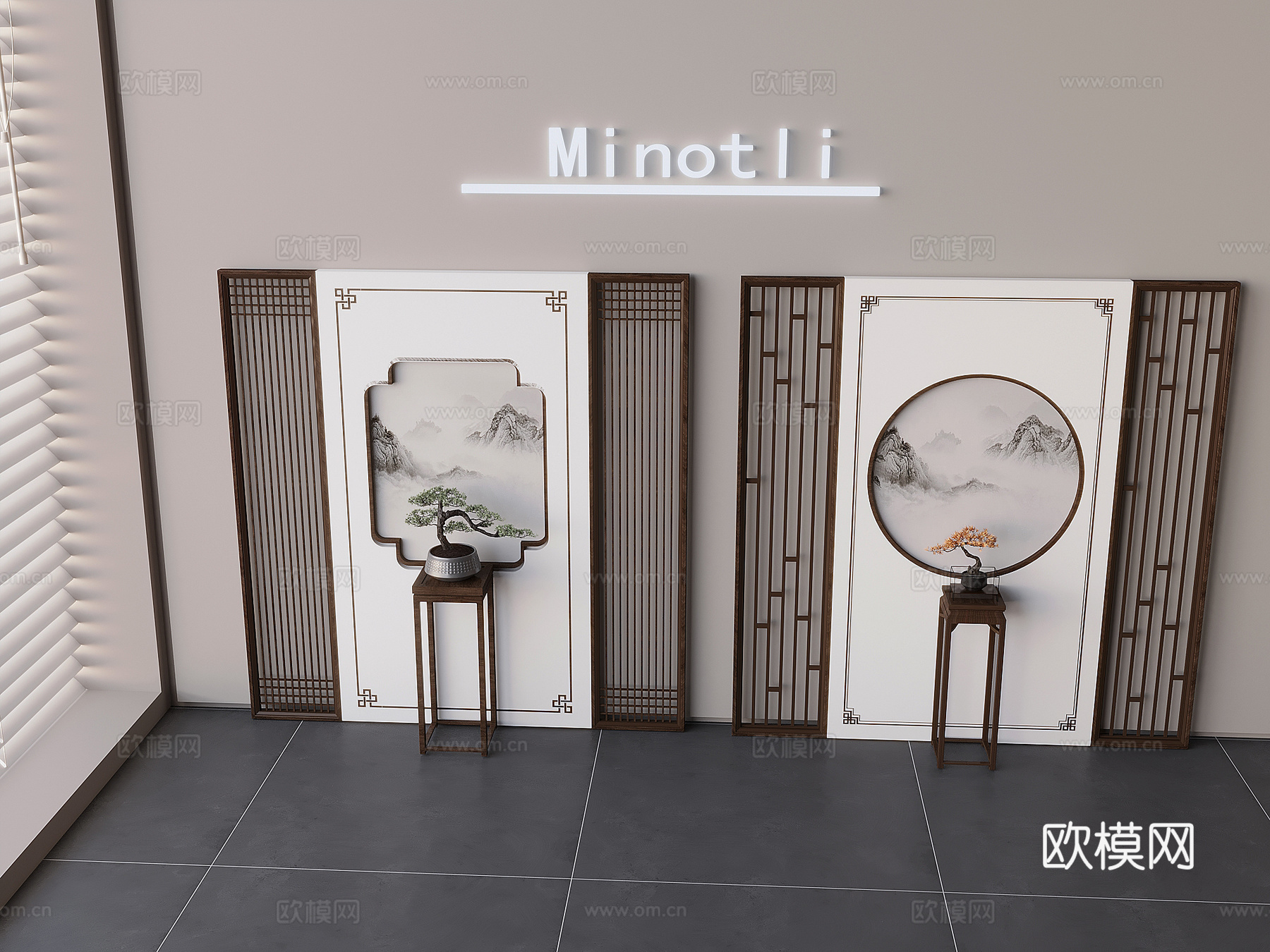 玄关背景墙3d模型