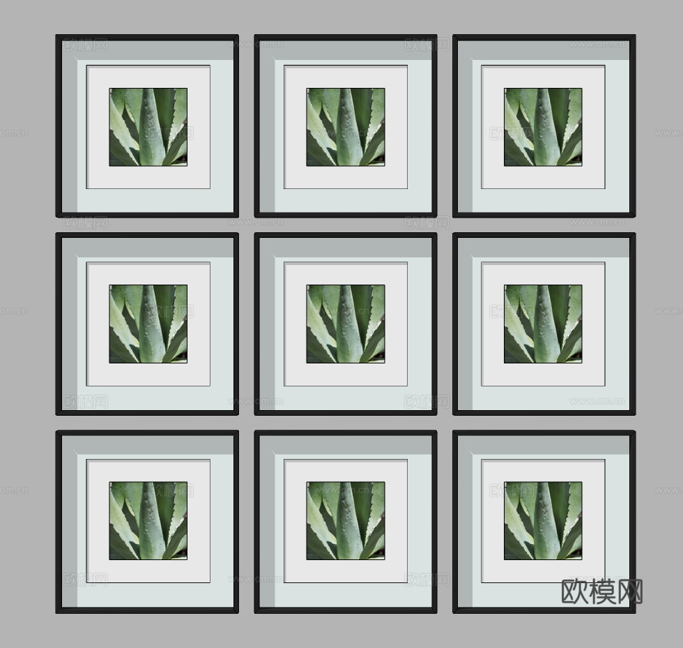 现代绿植装饰画su模型下载