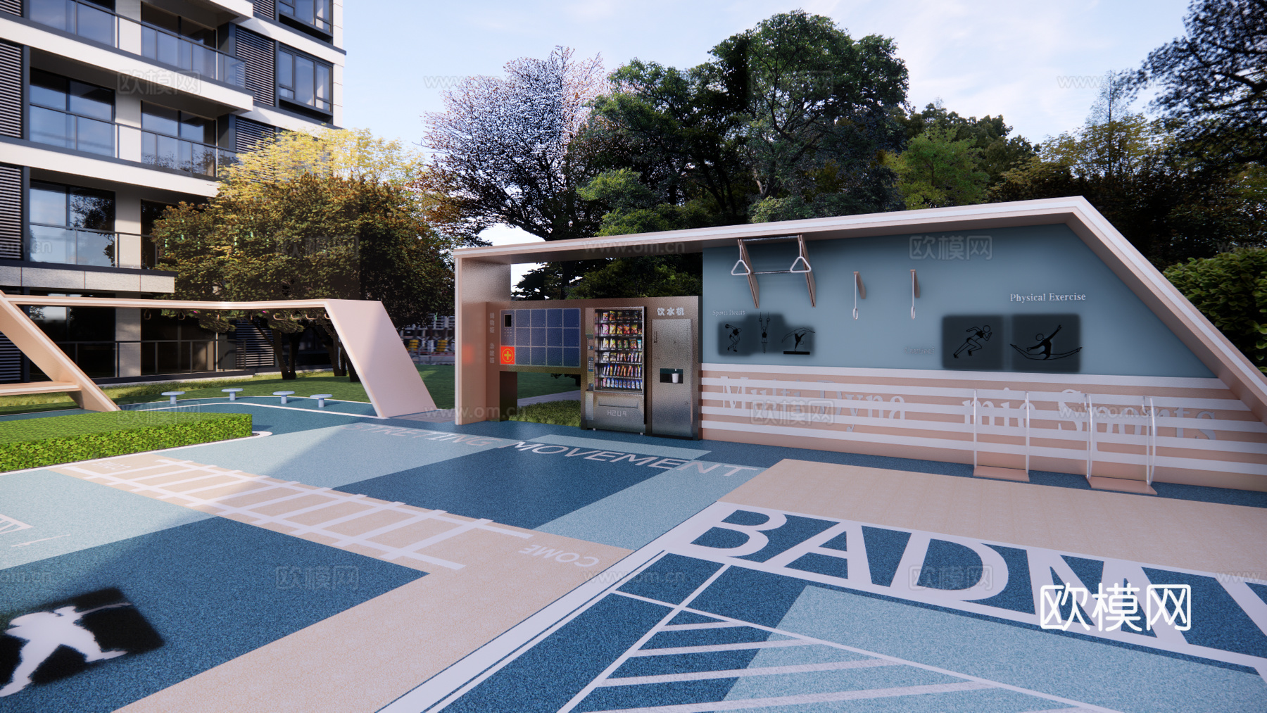 现代住宅小区建筑外观su模型下载