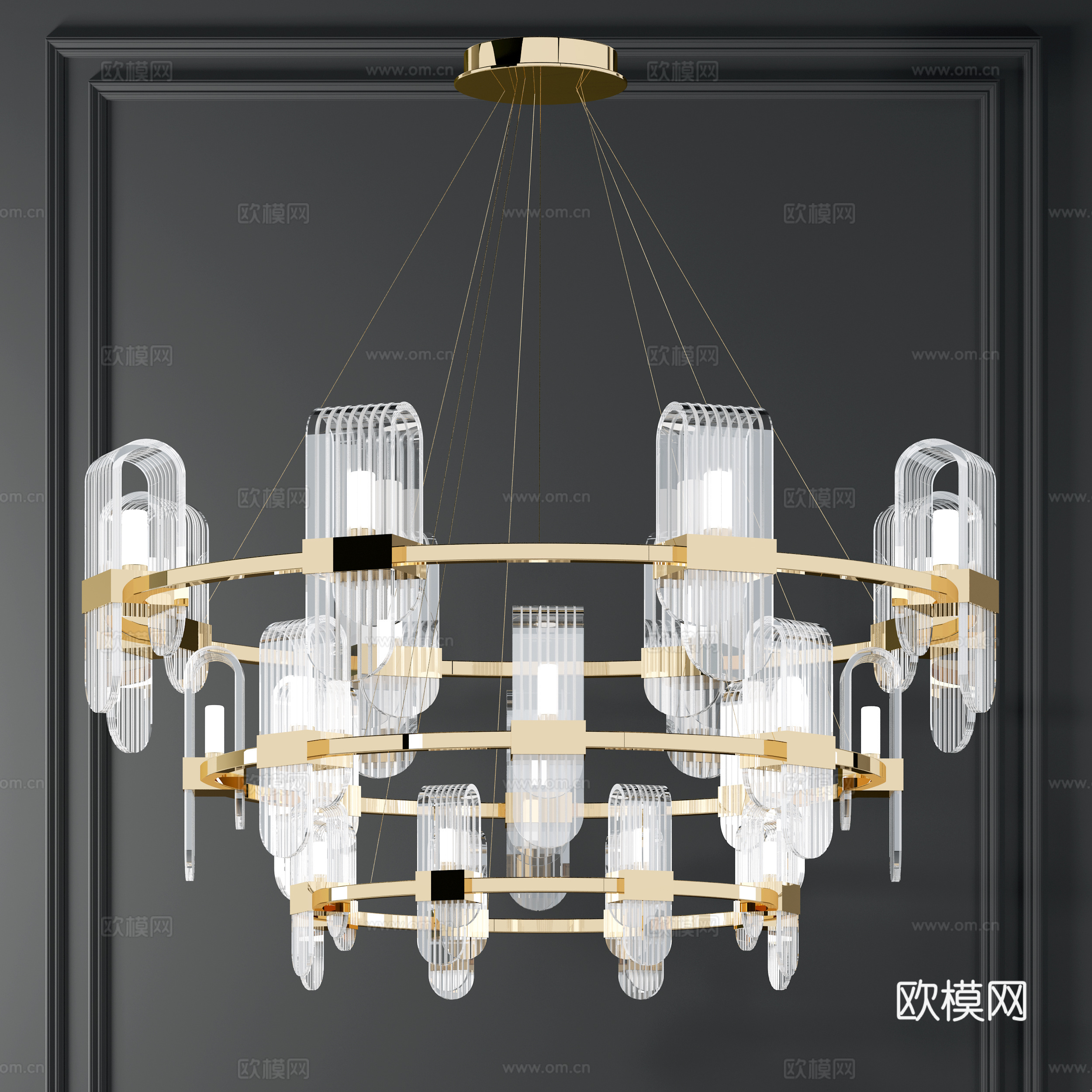 现代环形多头吊灯su模型下载