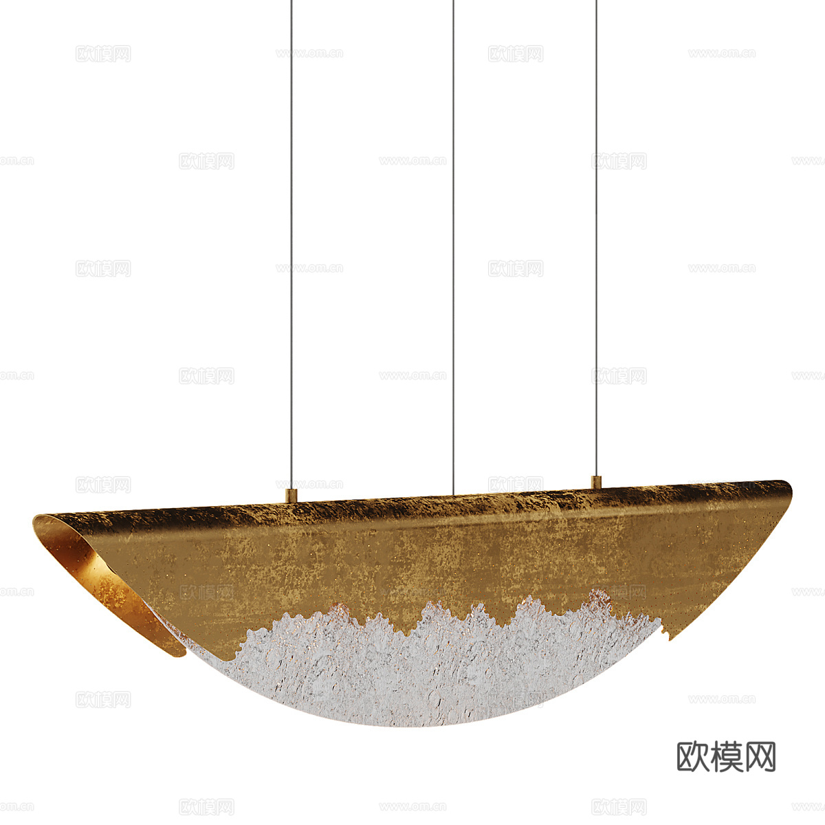 新中式轻奢金属装饰吊灯3d模型