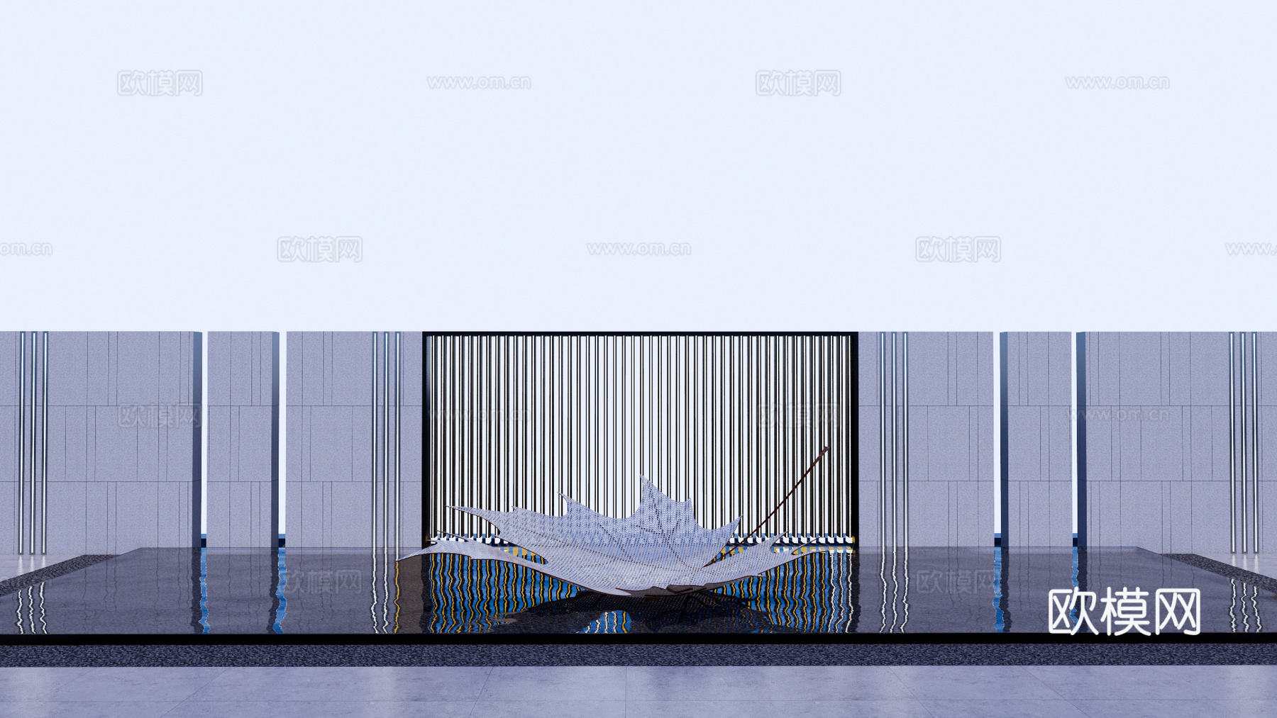 现代雕塑水景小品su模型下载