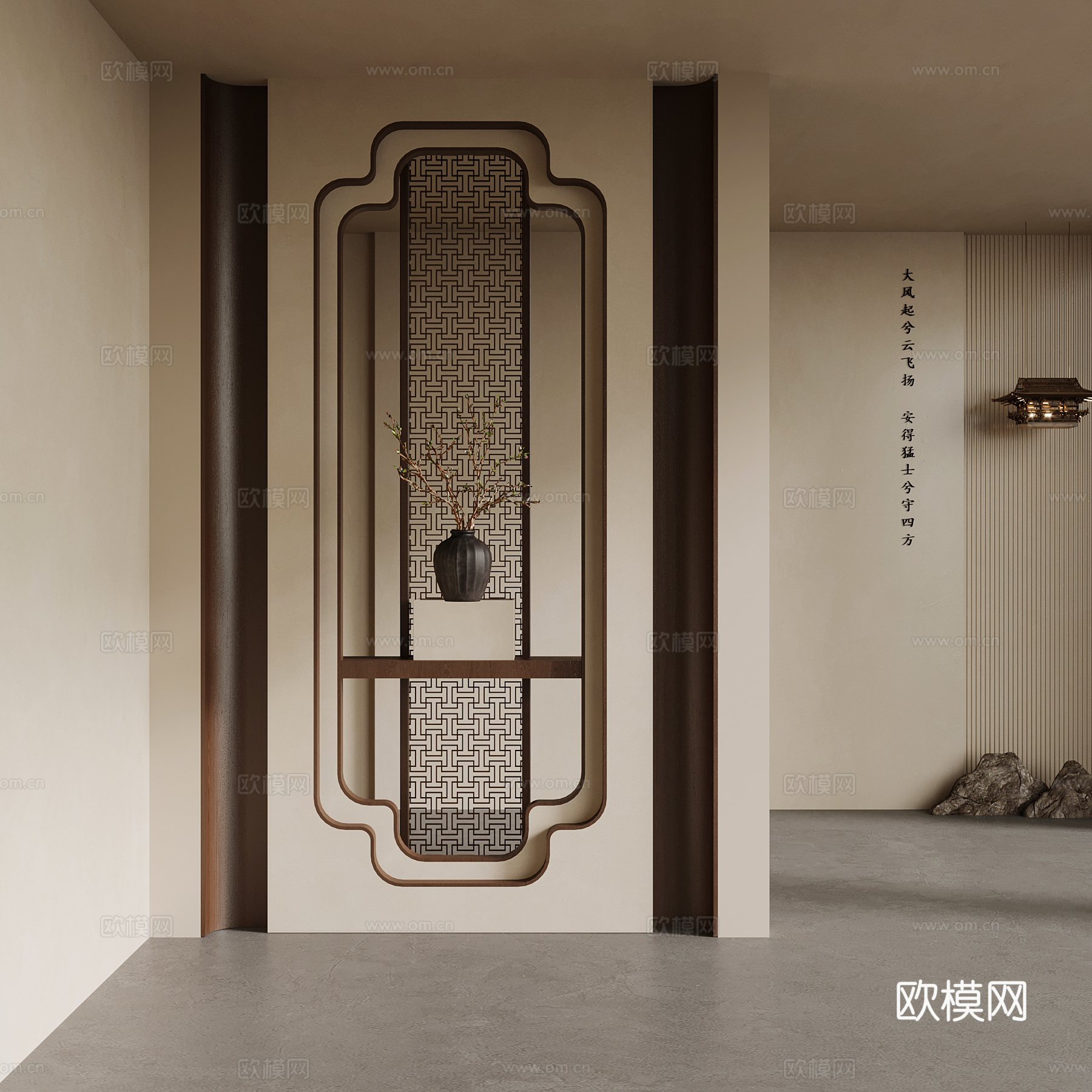 03新中式玄关隔断 宋式玄关3d模型