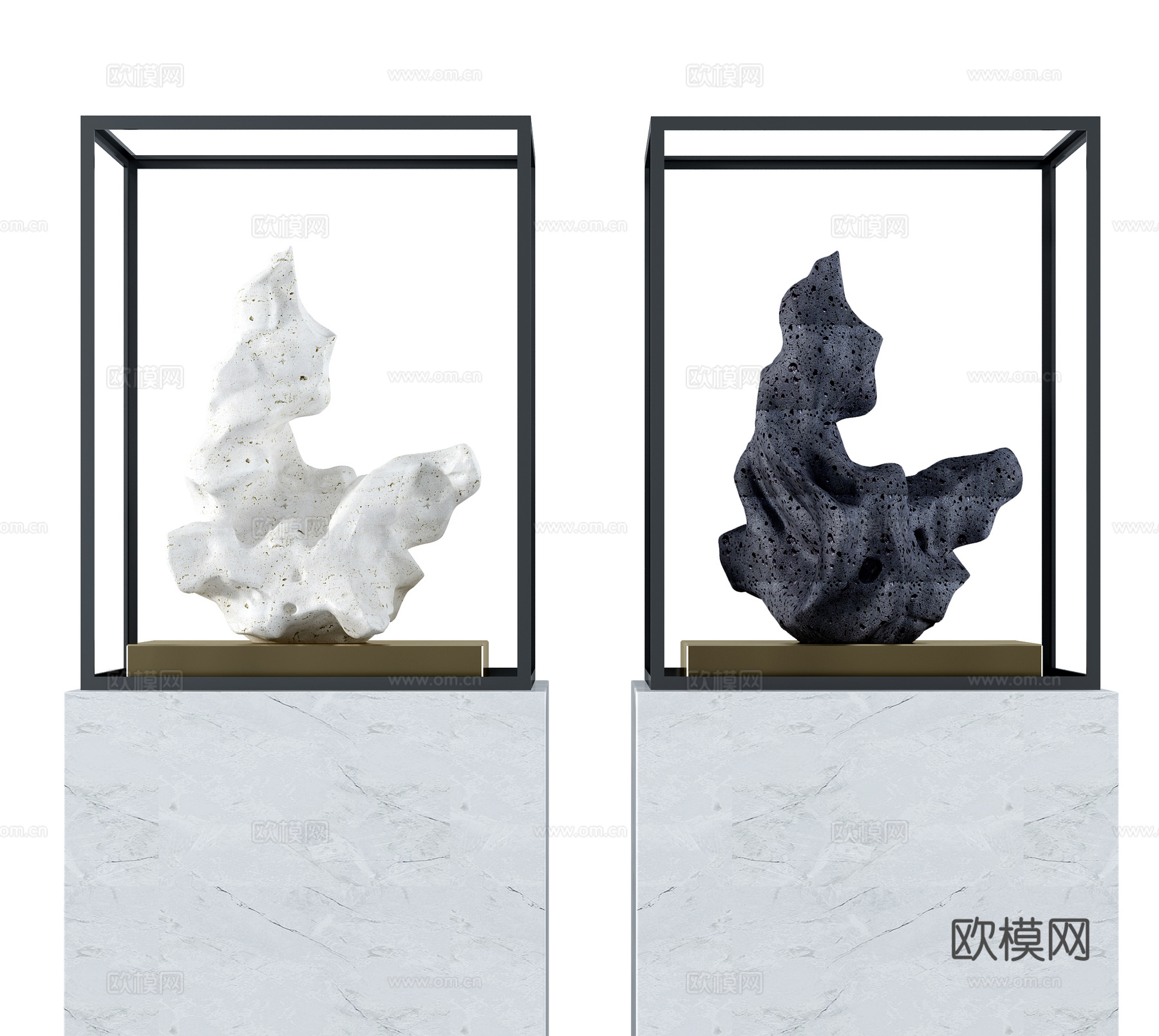新中式石头雕塑摆件su模型下载
