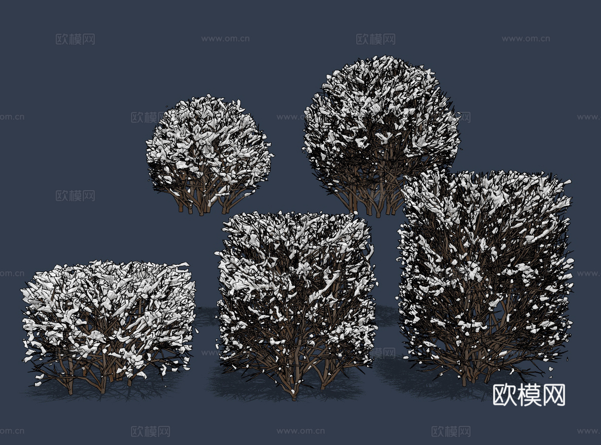 现代雪景灌木su模型下载