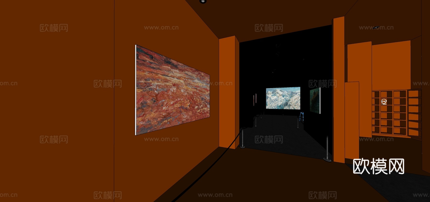 现代画廊美术馆su模型下载