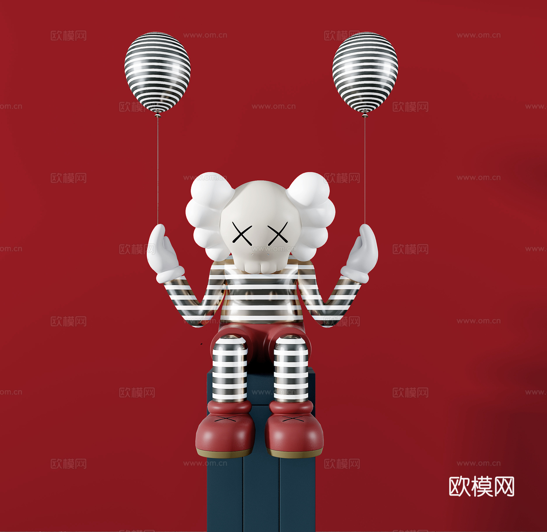 现代公仔雕塑摆件su模型下载