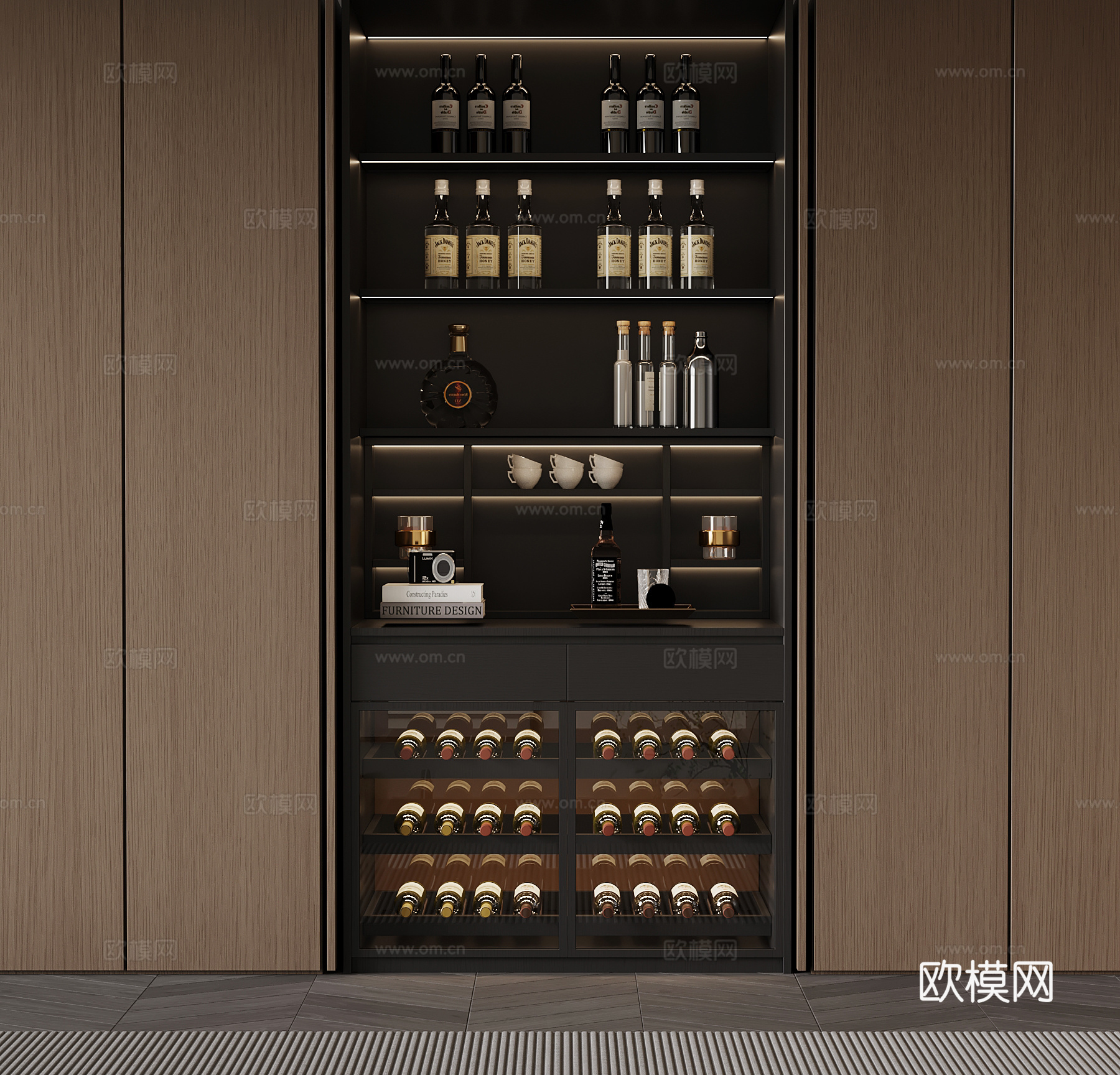 03意式极简酒柜 酒架su模型