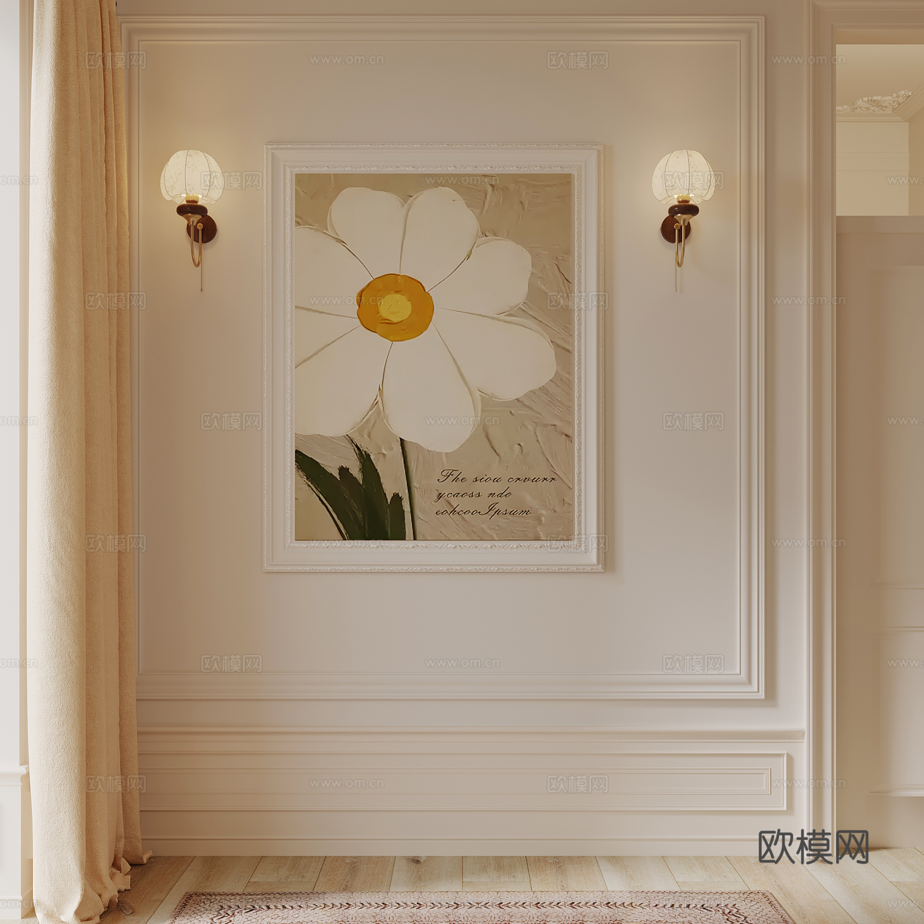 15法式奶油风挂画 壁灯3d模型
