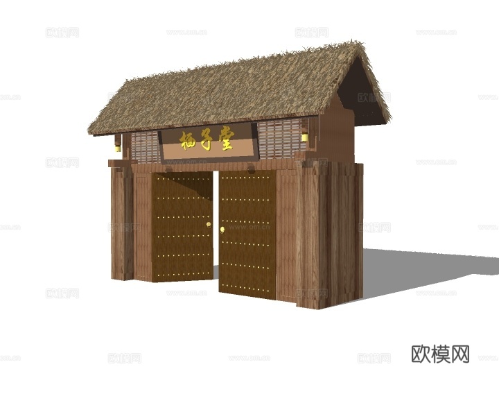日式庭院大门su模型下载