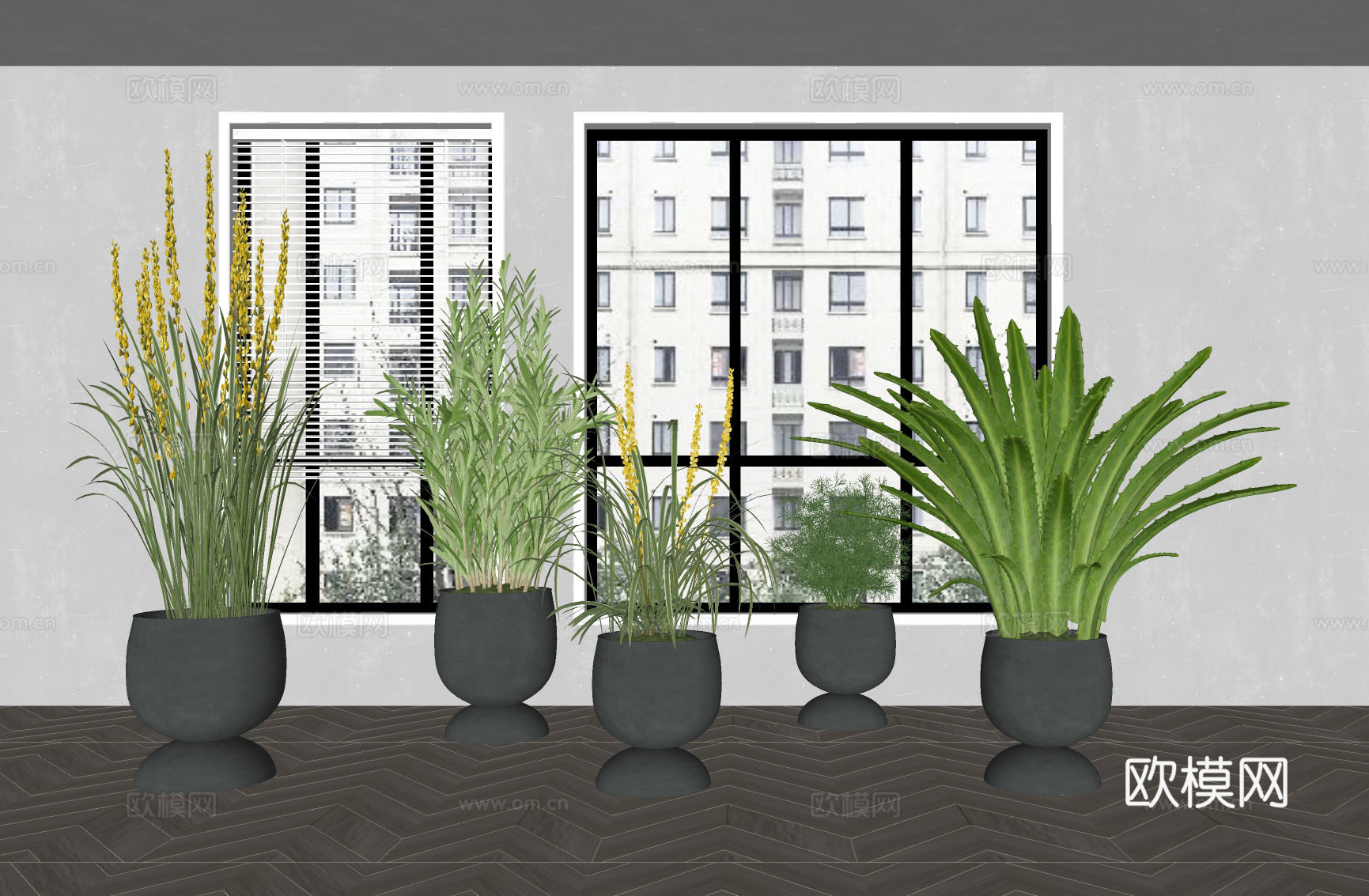 现代绿植盆栽su模型下载下载