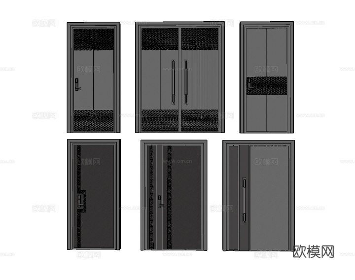 现代入户门单开门房门su模型下载