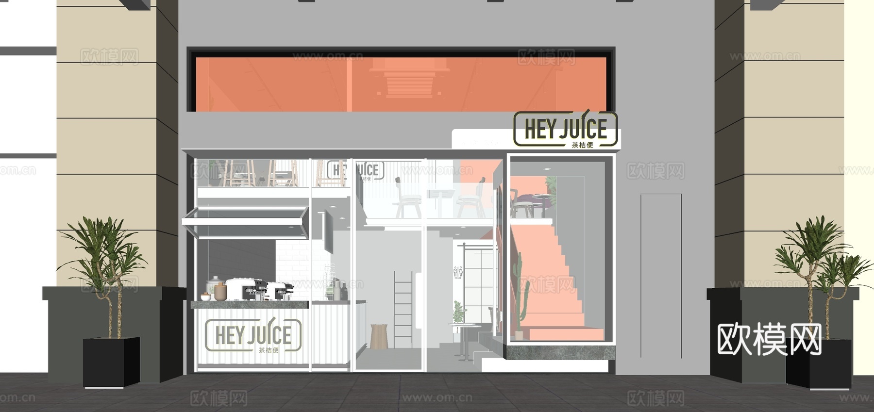 现代甜品店奶茶店su模型下载