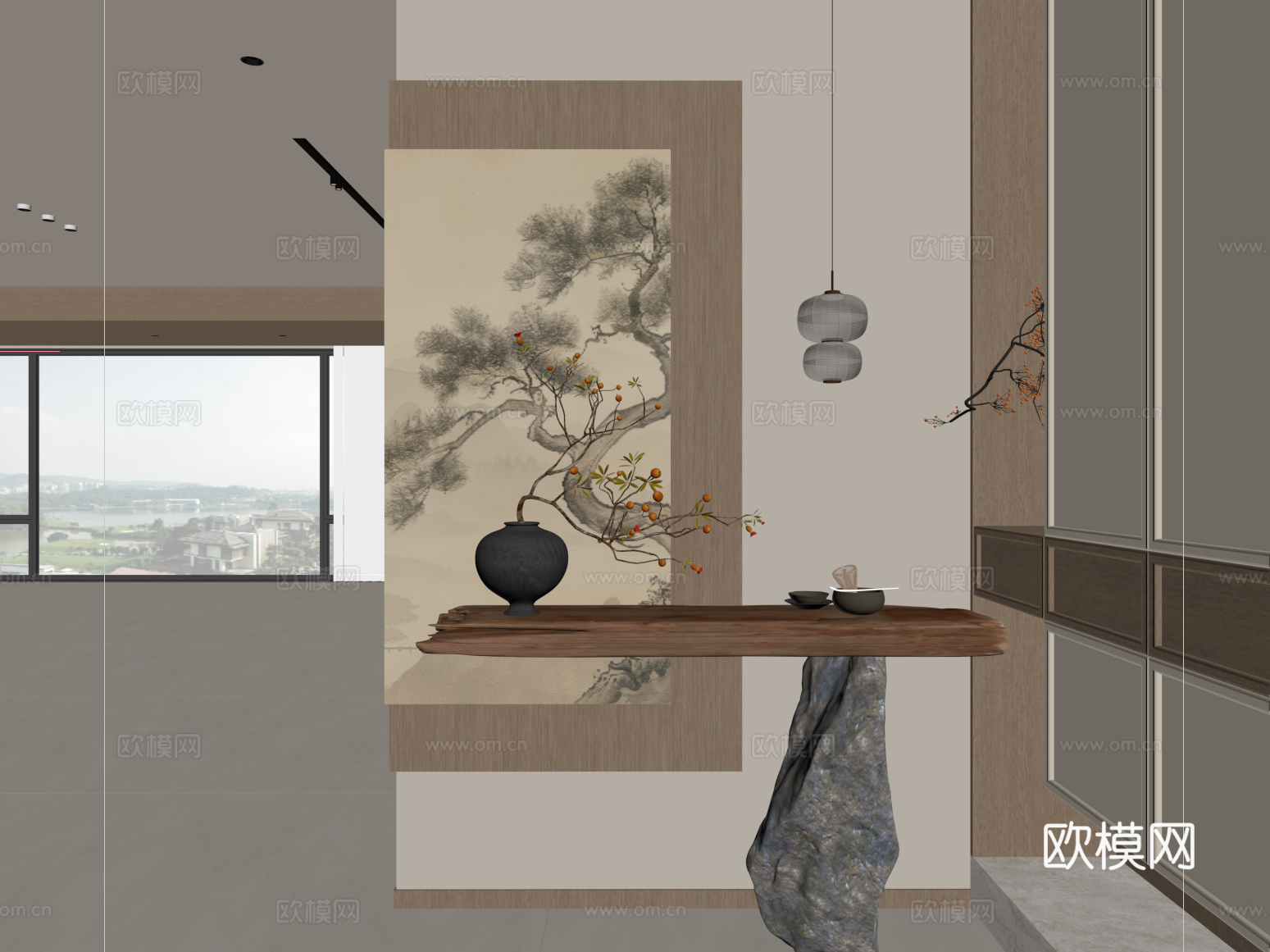 01宋式玄关 端景 条案 鞋柜su模型