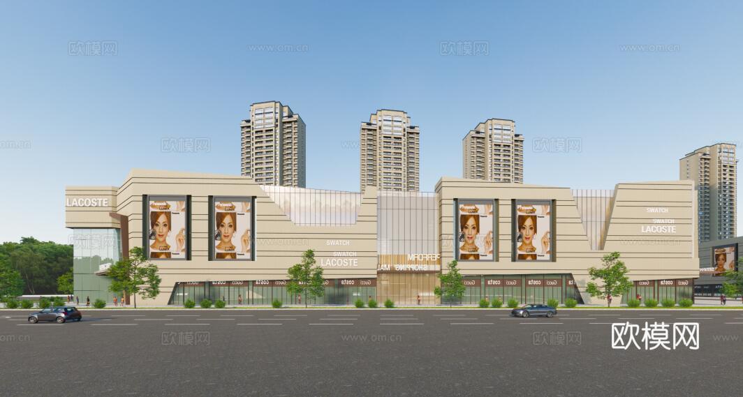 现代商业综合体建筑外观su模型下载