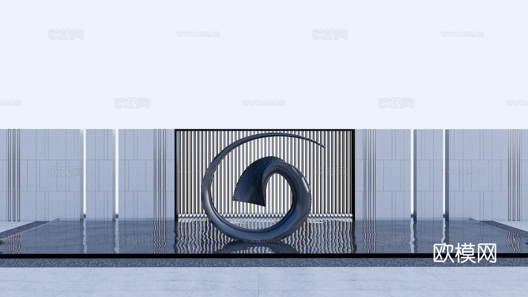 现代雕塑水景小品su模型下载