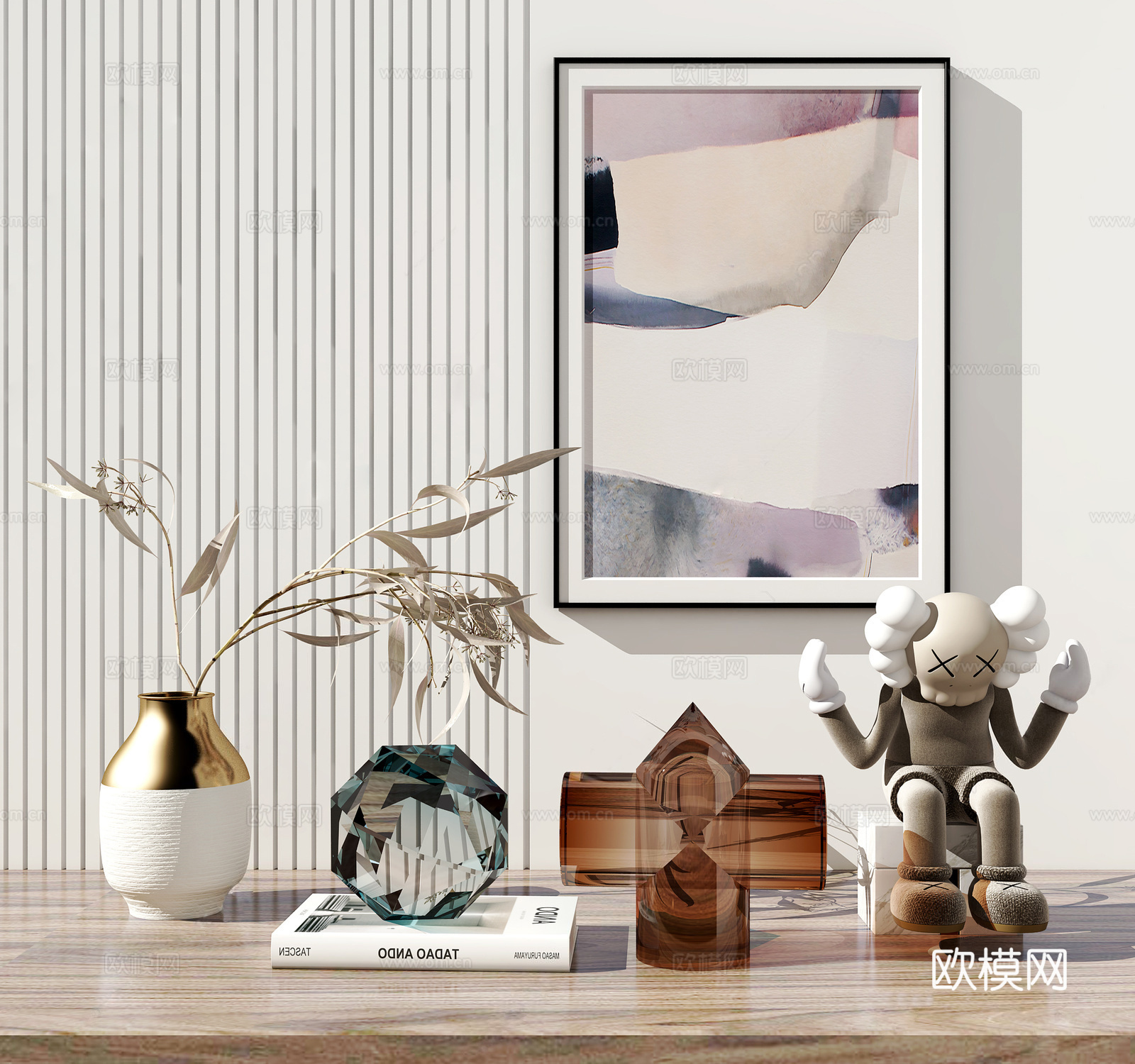 现代插花饰品摆件su模型下载