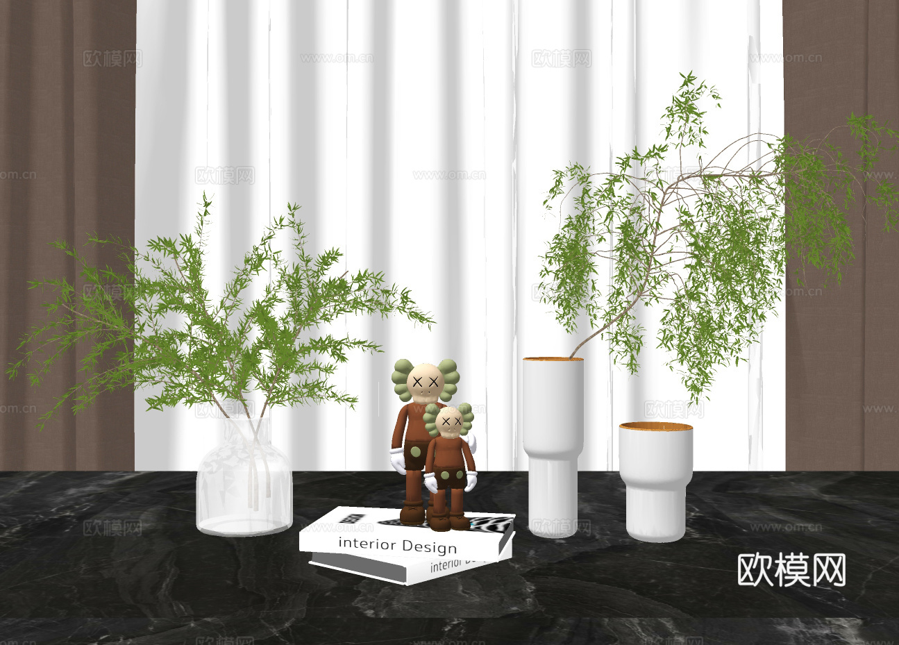 现代花瓶插花摆件su模型下载