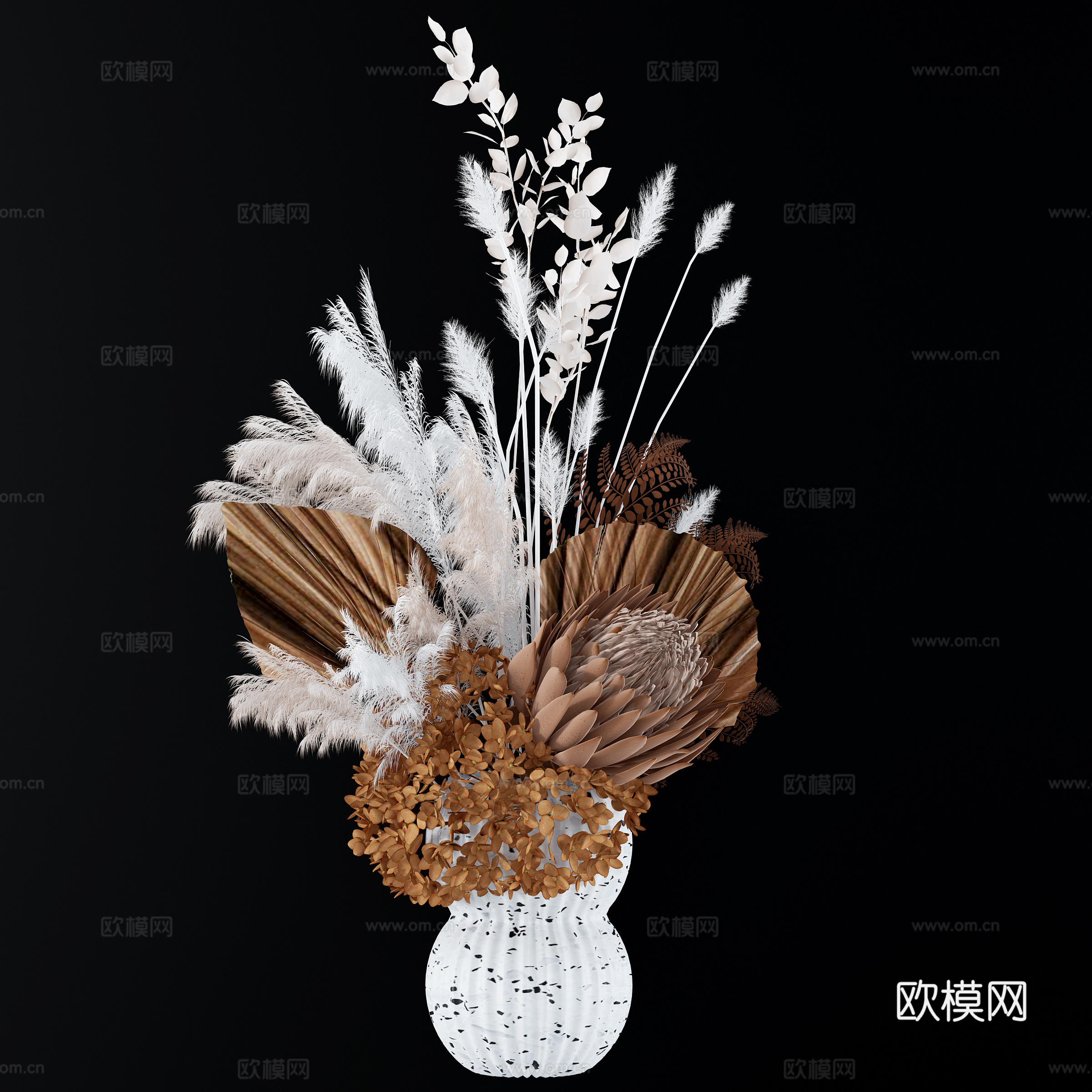 现代侘寂风干花花瓶插花su模型下载