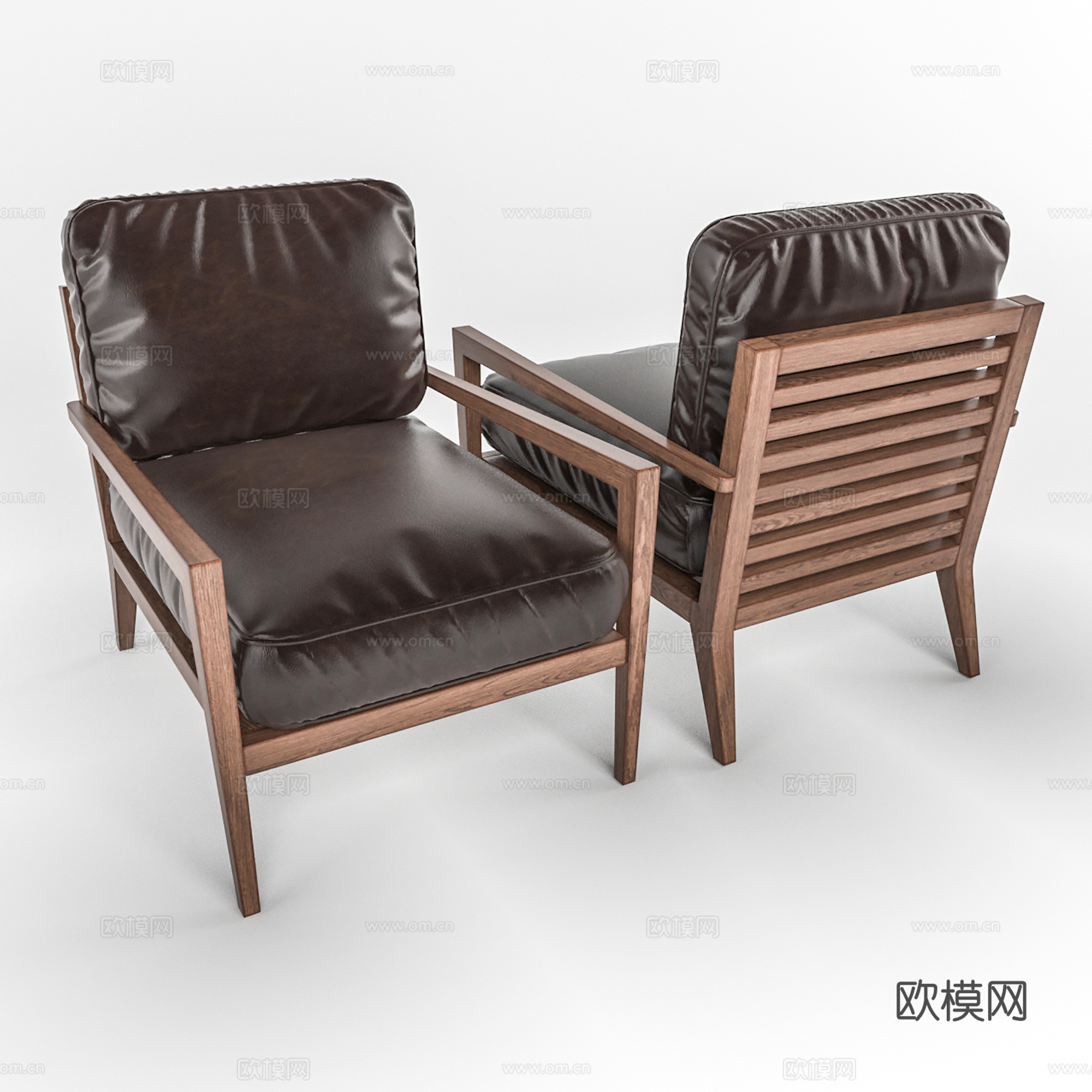 现代休闲椅 皮椅 书椅  单椅3d模型