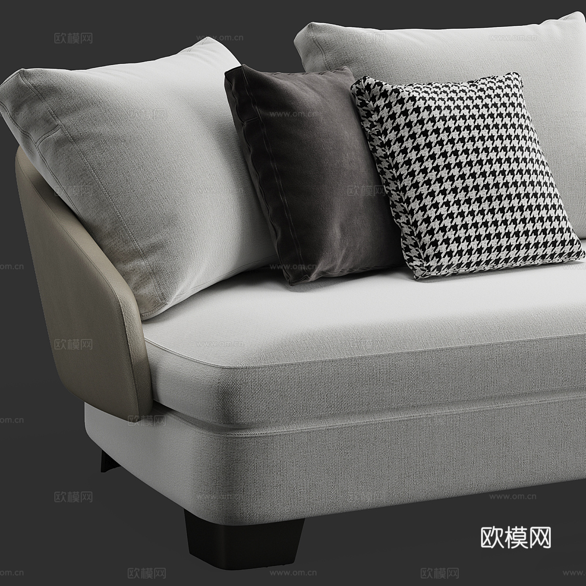 现代意式布艺皮革转角沙发3d模型
