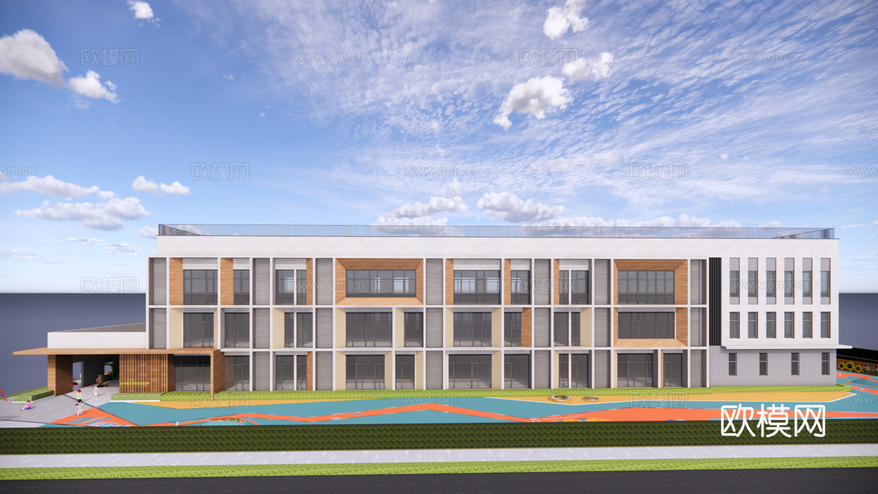 现代幼儿园建筑外观su模型下载