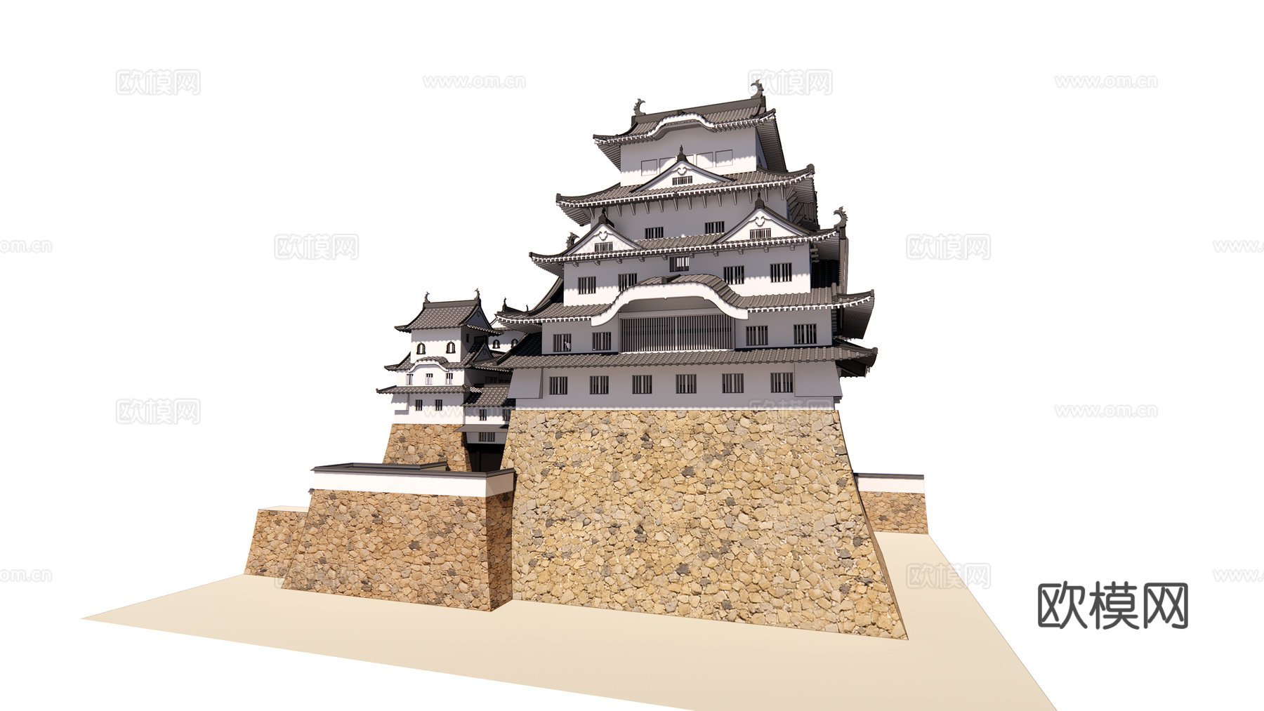 日式古建阁楼su模型下载