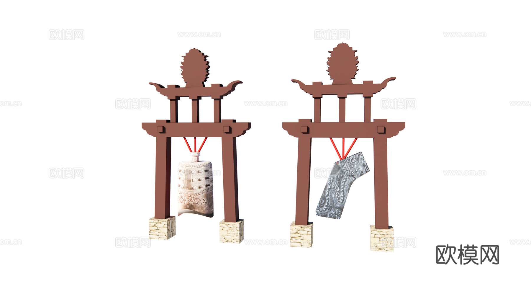中式古代乐器编钟su模型下载