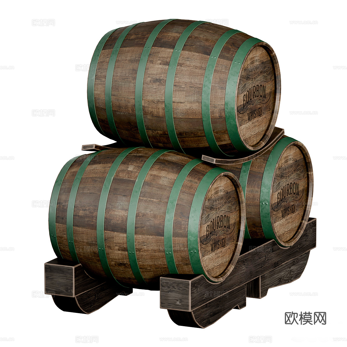 美式复古木桶 酒桶3d模型